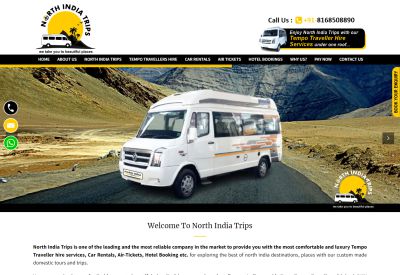 north india trips website for tour and travels, hire tempo traveller etc